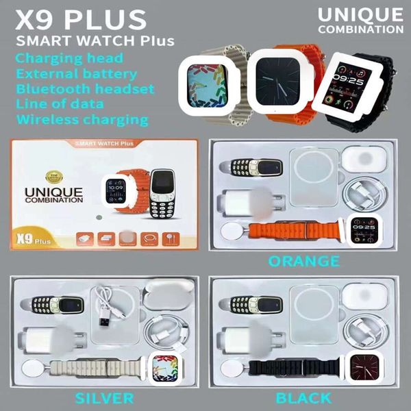 X9 Plus SmartWatch pulsante mobile Bluetooth Bluetooth Wireless Power Bank Plug Charger Set regalo