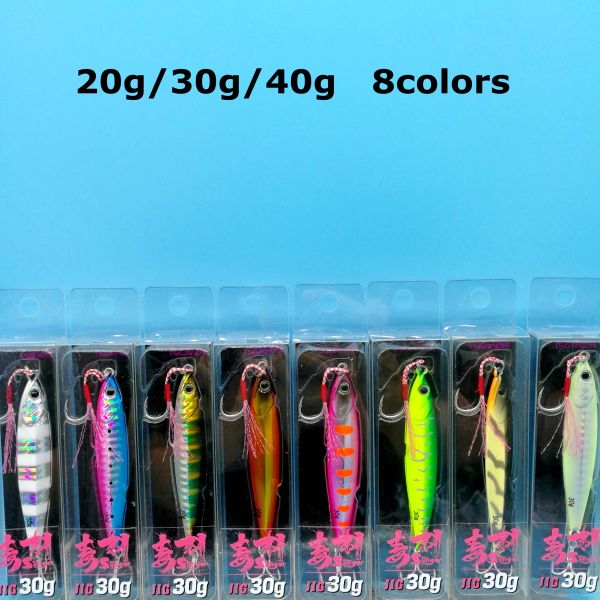 Accessori Tsurinoya 8pcs/lotto inverno giga di pesca in acqua salata Esca 20g/30g/40 g 4 colori Stinger Casting Long Casting BASS BASS