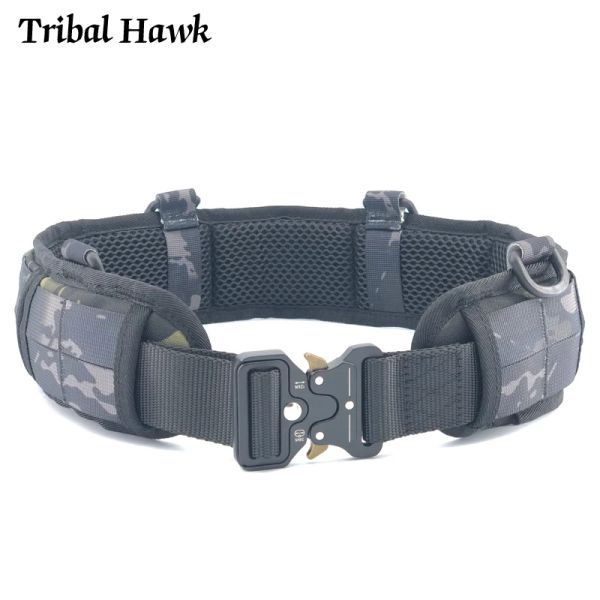 Segurança Tactical Molle Belt Exército Militar Airsoft Battle Belt Combate Treinamento de tiro equipamento de tiro ao ar livre Cinturão de caça acolchoado macio