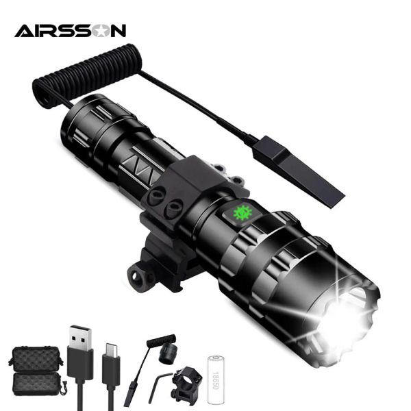 Lanterna tática de lanterna tática Ultrabright 1600 lúmens USB Luz de armas de armas de armas de ar -arbomíspes USB para camping de caça ao ar livre