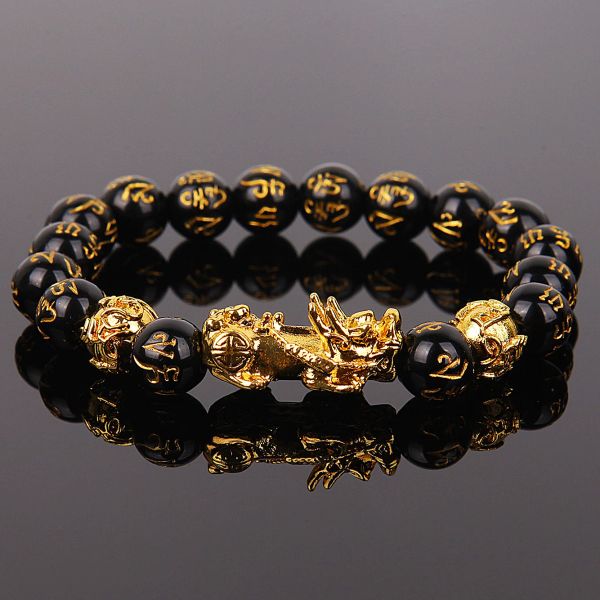 Strands ricchezza e buona fortuna Fengshui cinese pixiu bracciale unisex da polso unisex uomini donne braccialetti di ossidiani perle regalo braccialetti regalo