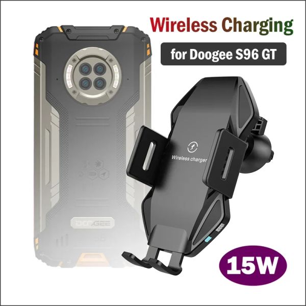 Ladegeräte 15W schnelles Auto drahtloser Ladestand für Doogee S96 GT Auto Telefonhalter Qi Wireless Ladegerät für Doogee S96 GT