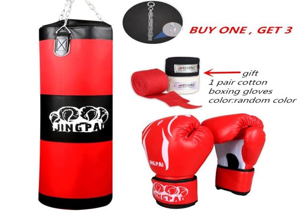 100cm Treinamento Fitness Fighter Boxing Saco gancho de penduramento Punch Pitching Sandbag vazio com luvas de boxe Praços de mão 9082958