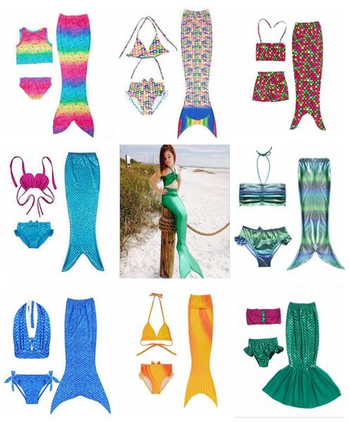 Girl Mermaid Tail Swimmable Kids Bikini Set Bikini Fins da bagno Swimsuit Swimming Botting costume da bagno OO9482678