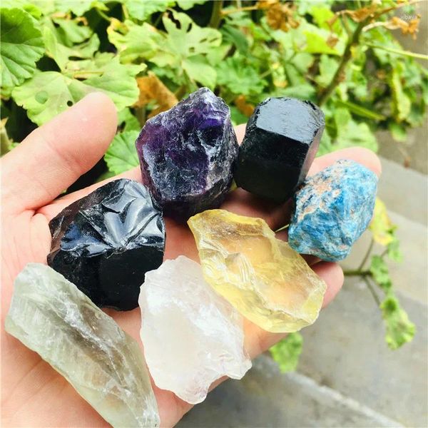 Декоративные фигурки 7 шт. Упалование Gemstone Смешанные камни натуральная радуга красочная скала минеральная агата для лечения чакры