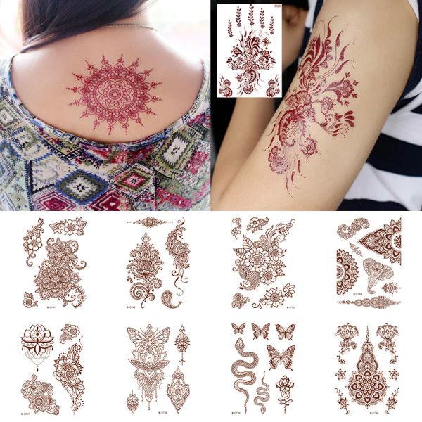 Tatuaggi tatuaggi tatuaggi in pizzo rosso impermeabile temporaneo tatuaggio falso fiore body art tatuaggi di lunga durata e pittura per il corpo