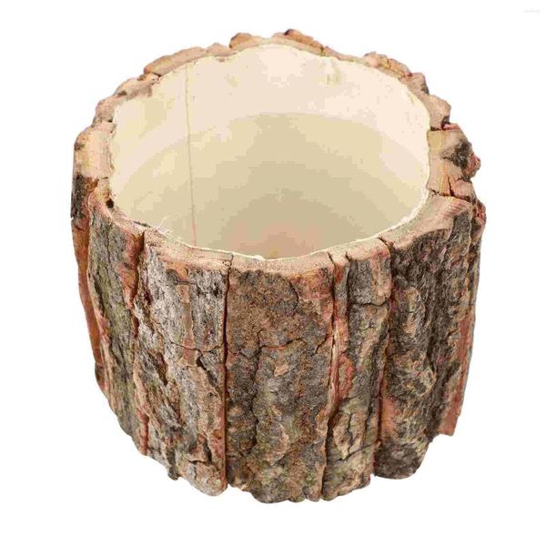 Vasen Blume Pflanzer Topf Holz Sukkulente Holzschaufel Vase rustikaler Block Stumpfbarken Pflanzenkontainer Töpfe Baumbauernhaushalter Pflanzer Pflanzer