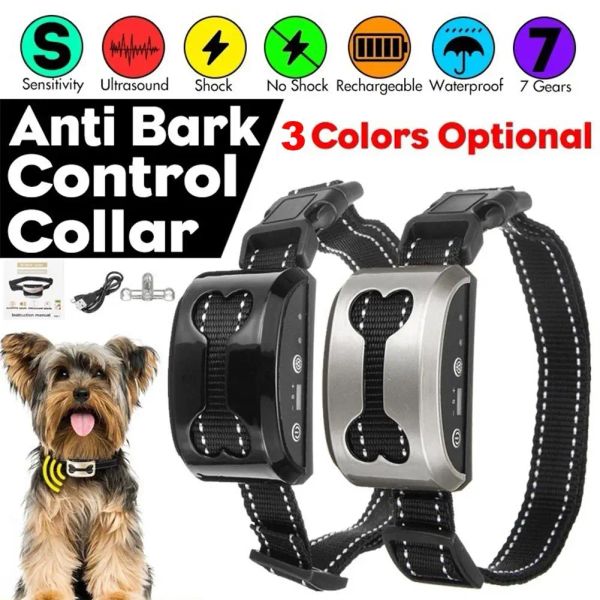 Collars Pet Dog Anti Bark Guard Waterproof Auto Anti Humane Bark Collar Stop Cane Doga che abbaia Shock ricaricabile/USB SAFE USB Electric
