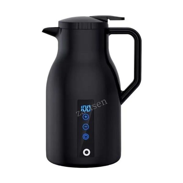 Kettles 12V 24V portátil Copo de aquecimento de carona elétrica Aço inoxidável aço quente garrafa de garrafa aquecimento de caneca de café LCD Display