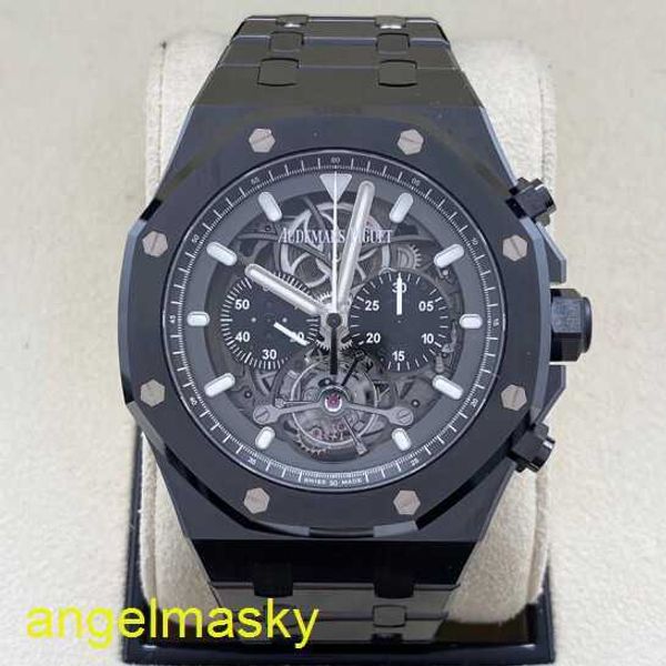 Orologio da polso da donna AP Royal Oak Series All Black Ceramic 26343CE Tourbillon Scatenate Orologi da uomo meccanici in edizione limitata