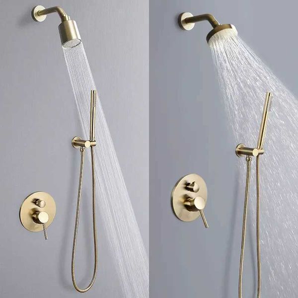 Set di doccia per bagno set da doccia a parete dorata Set di rubinetti per la doccia a 2 vie Doccia manuale per la doccia per manuperia fredda e calda RUSCETTO CHIEDE BRUSSO DELLA SCHENICA DELLA DOCCHIO GOLD DOCCHIO T240422