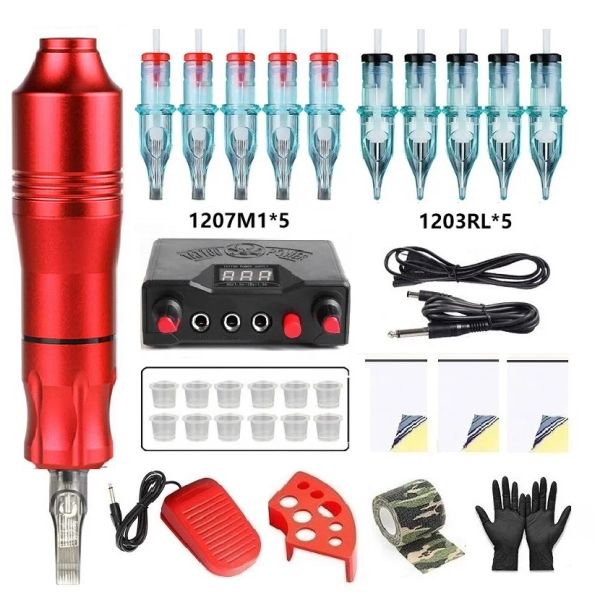 Kit macchina per tatuaggi professionale macchina DC Jack Rotary Tattoo Penna alimentatore Tattoo per 3RL 7M1 CARTTUGHE AGUI KIT TATTOO COMPLETO