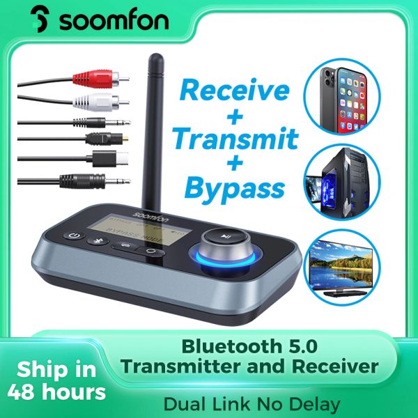 Adapter Soomfon 3in1Bluetooth -Senderempfänger für TV -Bluetooth 5.0 -Audioadapter mit 3,5 -mm -Aux RCA -optischem Kabel für Stereoanlage