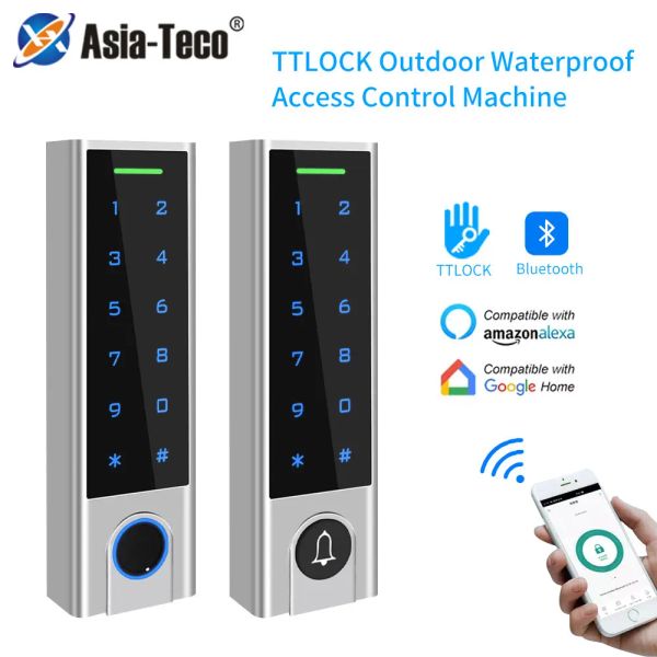 Controle TTLOCK APP IP66 Bluetooth Smart Controller de acesso à prova d'água RFID RFID 13.56MHz Painel de abridor da porta do cartão para o sistema de trava de porta