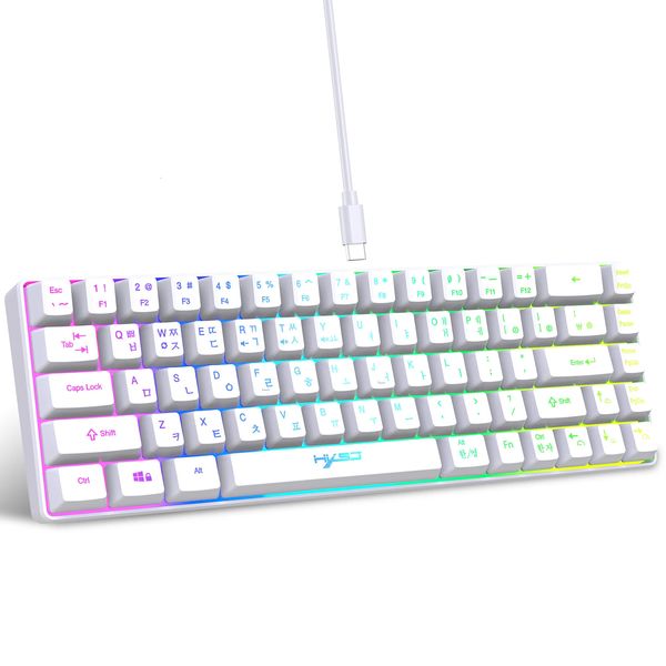 68 Tasten Gaming -Tastatur USB Wired Tragbar 20 RGB Backlight Korean Spanisch Englisch für Windows Laptops Computer 240418