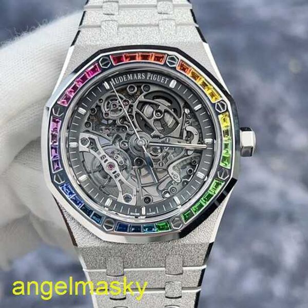 Ladies 'AP Wrist Watch Royal Oak Series 15412BC Grost Gold Original Diamond Rainbow Double Giration Mechanical Mechonical Watch 41mm