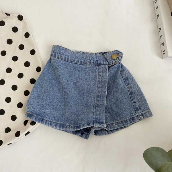 Shorts 2024 Summer Girls Skirt Skirt Kids Sweet Sport Calça Crianças Jeans elásticos 2-7y H240423