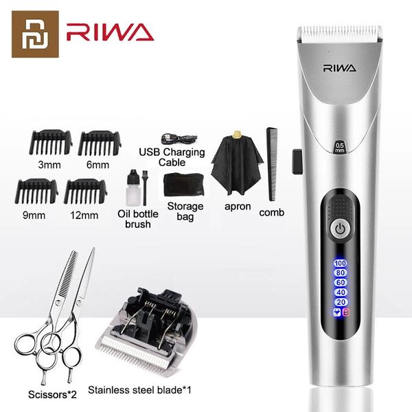 Youpin Riwa Hair Clipper Professional Electric Trimmer для мужчин со светодиодным экраном, промываемым мужчинам.