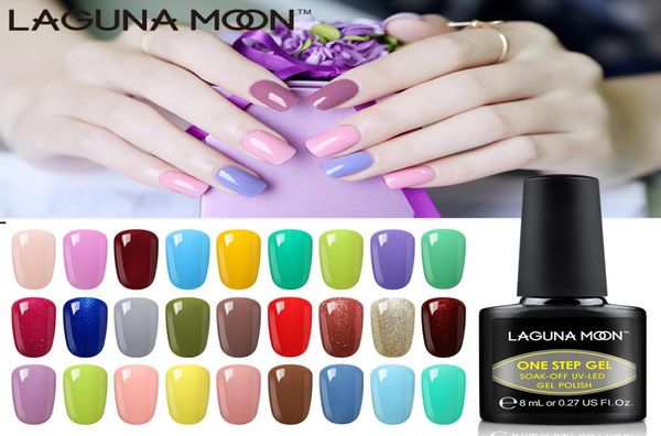 Laguunamoon 8ml um passo puro cor UV UN Polish unh Nail Art Diy Soak Off LED GEL Varnish semi -permanente Hybrid Gellak7269813