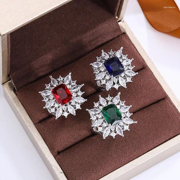 Anelli di cluster L'anello zirconio blu rosso smeraldo s925 per donne tempestata di regali per matrimoni a diamante all'ingrosso