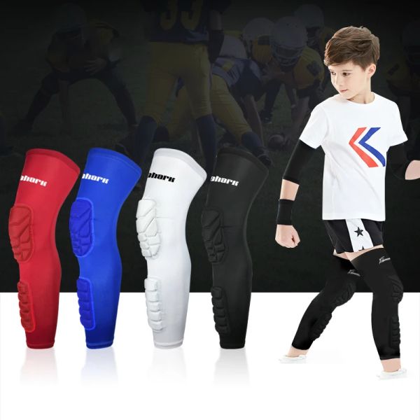 Pads Professional Children Kids Teenagers Sports Sports Long Aofroof Honeycomb Kneepads Maniche per gamba per le gambe da baketball Supporti