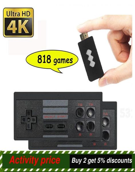 4K HD Video Video Player Player nostálgico Host 24G sem fio Handheld Joystick 818 Retro Wireless Portable Games Consoles KIDS Presente 4571606