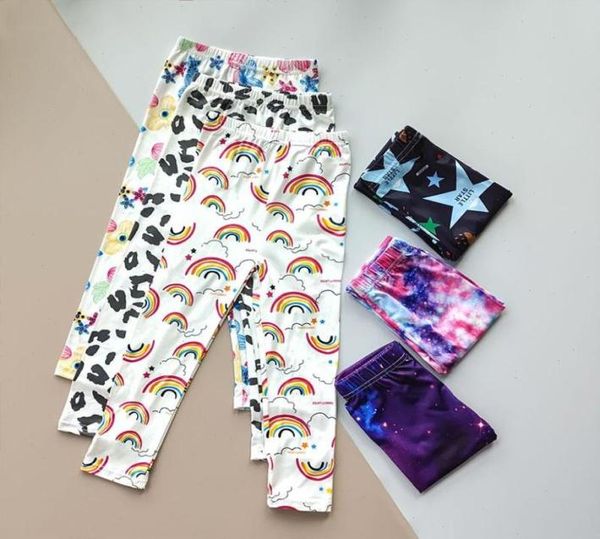 Leggings per bambini per ragazze estate stampa arcobale