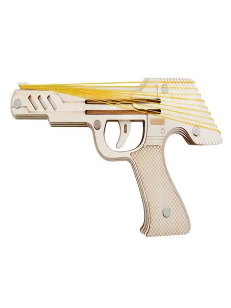 Taglio laser taglio fai -da -te in legno 3d puzzle kit di montaggio in legno 9 pistola in gomma da fuoco per bambini con 50 elastici Y1776184