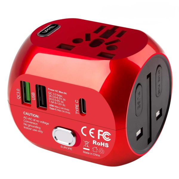 Chargers Uppel Universal Travel Adapter US/UK/AU/UE Conversor de plug múltiplo Fast QC3.0 Tipo C USB CARREGOR 3 PORTS Adaptador de energia europeu