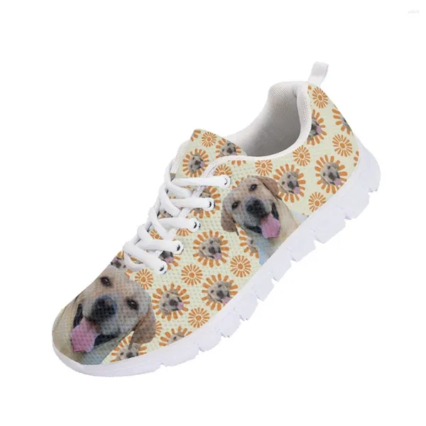 Sapatos casuais instantartts 3d Golden Retriever calçados de estimação adorável animal de estimação de animais de estimação para mulheres tênis de malha de ar respirável