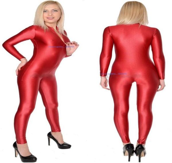 Red Lycra Spandex Catsuit Costume Front Zipper UNISEX BODY SEXY YOGA CO22155515464