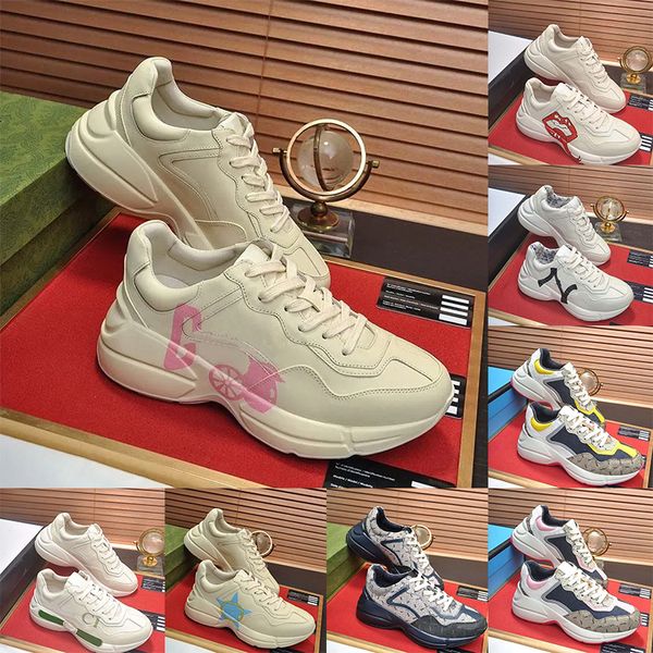 Designer Dress Shoes Gucci Rhyton Sneakers Vintage Distressed Ivory Guccic GG Red Blue Ebony Pink Black【code ：L】Cloud Oversized Platform Trainers