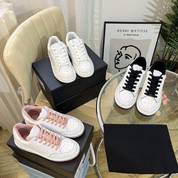 Scarpe da ginnastica designer di lusso per appartamenti casual per donne sneaker grosse bianche rotonde in pizzo in pelle vera pelle vulcanizzata de mujer zapatillas deporte nuovo