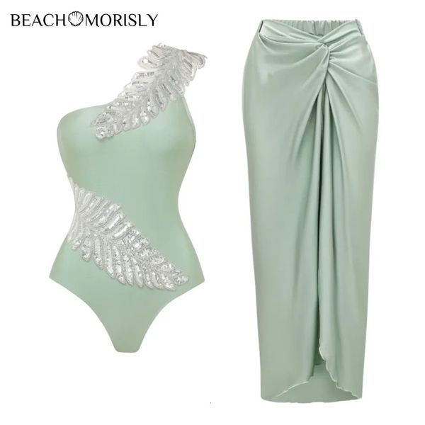 2024 Womens Badeanzug Pequin Leaf Stickerei Badeanzug Sarong Twomine Ceolle Beachwege Badeanzug Bikini 240412