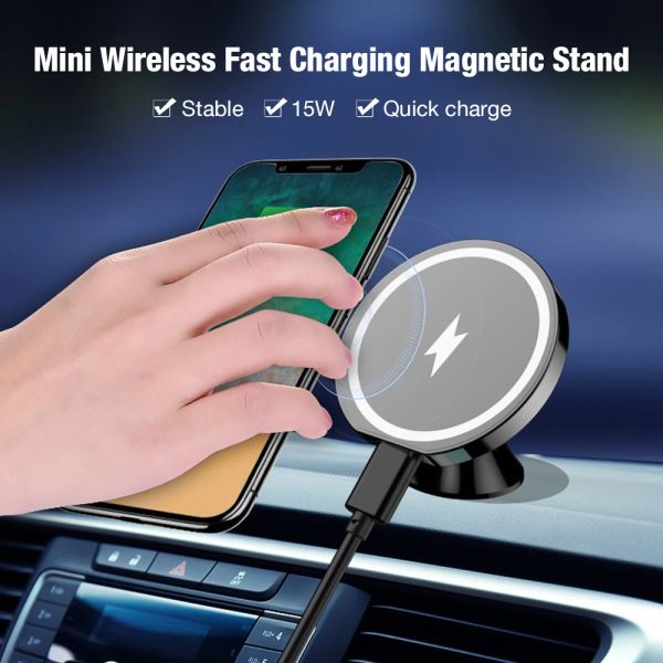 Caricabatterie per Magsafe Magnetic Car Air Vent Wireless Caricatore Wireless Mount 15W Porta del telefono di ricarica wireless veloce per iPhone 13 12 Mini Pro Max