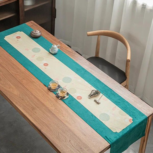 Tala de mesa B57Japanese a água de chá impermeável Toleta de mesa de veludo bandeira de algodão zen de veludo e bandeja de tecido de linho TE