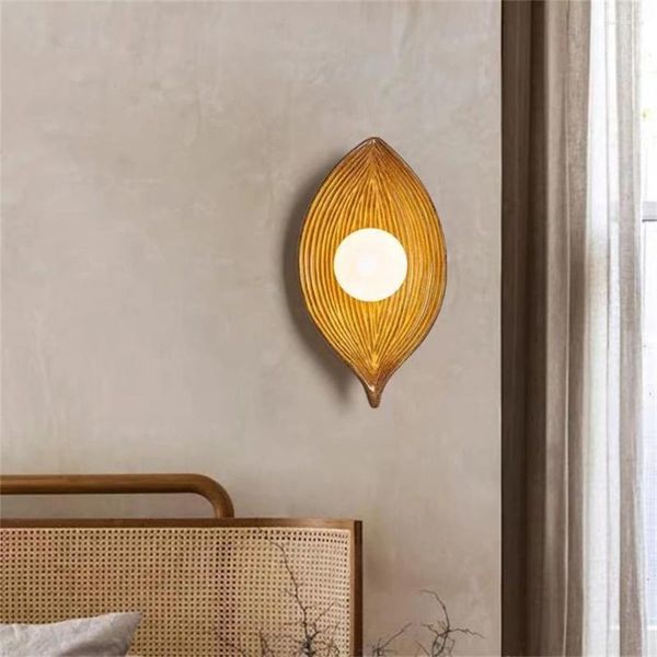 Wandlampen Harzlampe Retro Blatt LED Home Decor Lights Wohnzimmer Leuchten Corridor Veranda Hintergrundbeleuchtung Luminaria