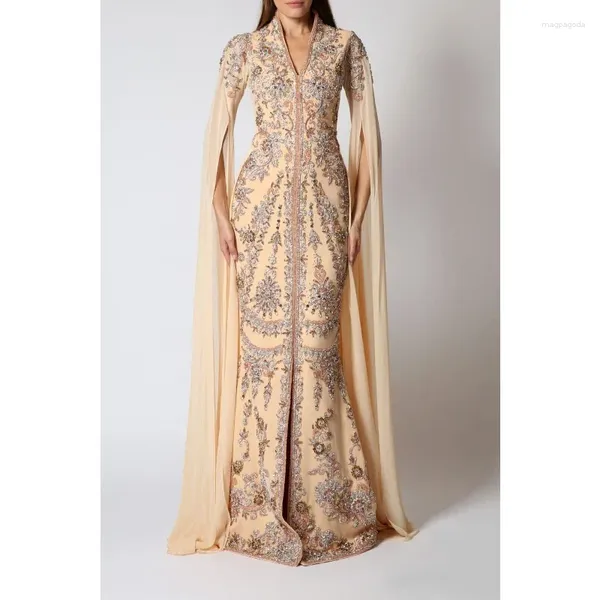 Ethnische Kleidung Luxus Royal Crystal Foundation Marokkanische Arbeit Dubai Kaftan Kleid Brautjungfer Hochzeit