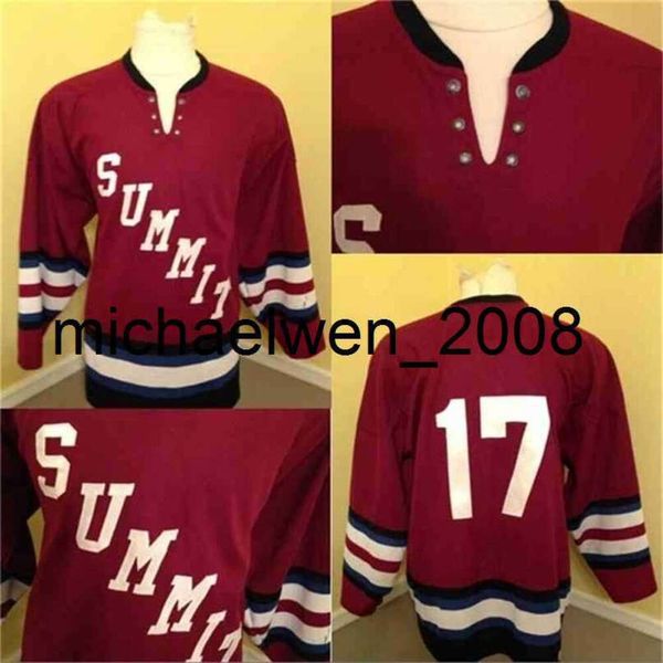 Kob Weng #17 Zirve Lisesi New Jersey Hokey Jersey% 100 dikişli nakış s hokey formaları kırmızı vintage