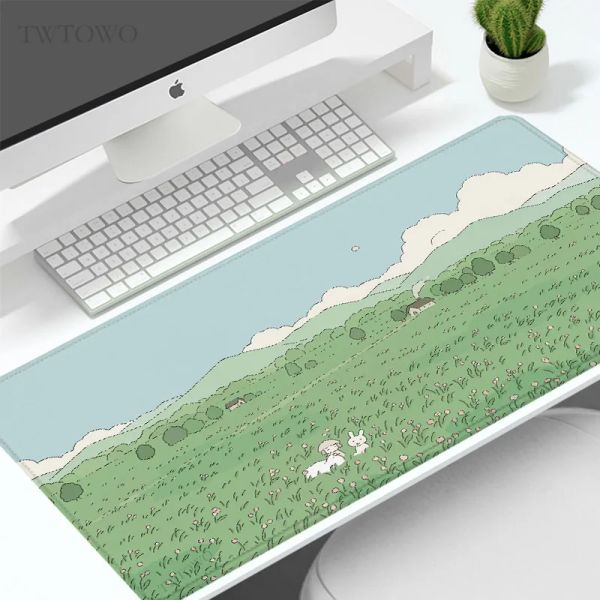 Almofadas mouse pad shous games fofos kawaii verde xl computador hd novo mousepad xxl teclado mecânico almofada de borracha de borracha natural tapetes de mouse