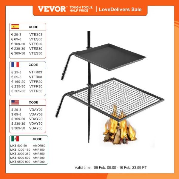 Prozessoren VOR VOREL DOUBLE -Schicht Schwenkkohle Grill Stand Carbon Fleischgrill Lagerfeuer Grill für Outdoor Camping Flame BBQ Kochen