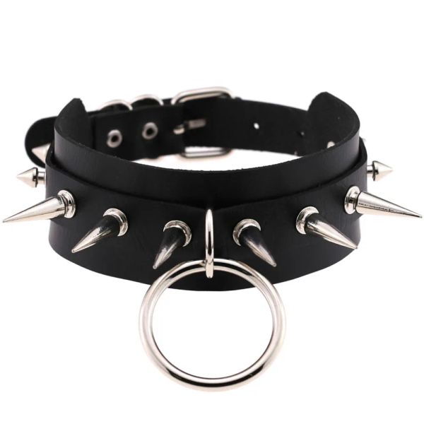 Halsketten Schwarze Spike Choker Goth Punk Harajuku Kragengürtel Halskette PU Leder Chocker Cosplay Club Party Festival Schmuck Schmuck