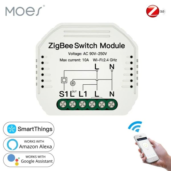 Controle Tuya ZigBee 3.0 Módulo Smart Light Switch Smart Life/Tuya Wireless Remote Control, trabalhe com o Alexa Google Home for Voice Control