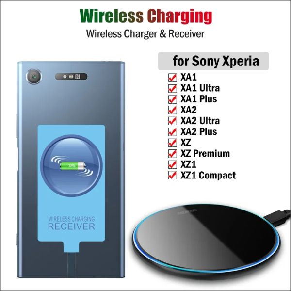 Chargers Qi Wireless Caricatore ricevitore per Sony Xperia XA1 XA2 Ultra Plus XZ XZ1 XZ1 Connettore Typec Adattatore Wireless Adattatore Wireless