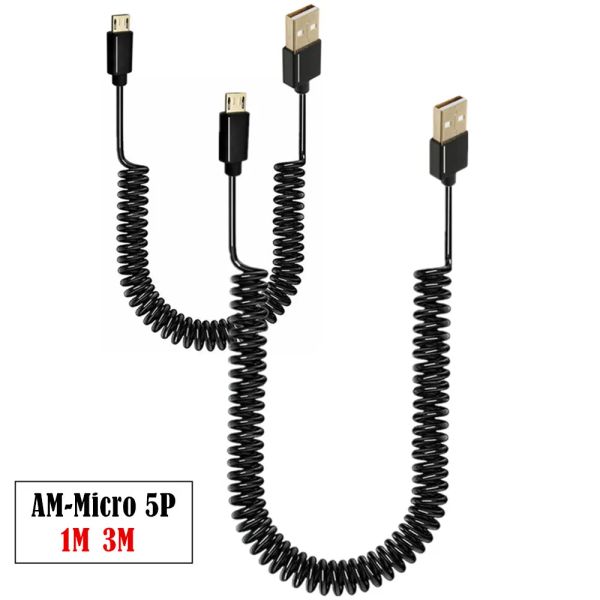 Aksesuarlar Mikro USB 5pin Erkek - USB 2.0 Erkek Spiral Sikiş Kablo Yay Teleskopik Uzantı Veri Senkronizasyon Şarj Cihazı