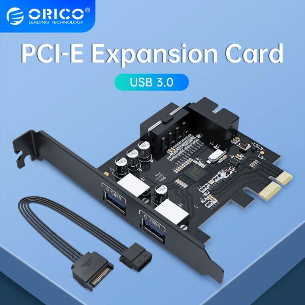 Kartlar ORICO PCIE Kart Hub Genişleme Kartı Adaptörü PCIE USB 3.0 Hub Denetleyici Adaptör Kartı 15pin Güç Kaynağı PCIE Extender Kartı