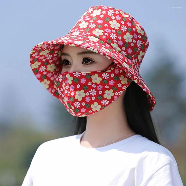 Beretti Cappelli da sole estate Maschera di protezione UV Cappello Sun Shade Cappellino da caccia all'aperto per le donne che esce da campeggio al pescatori rimovibili