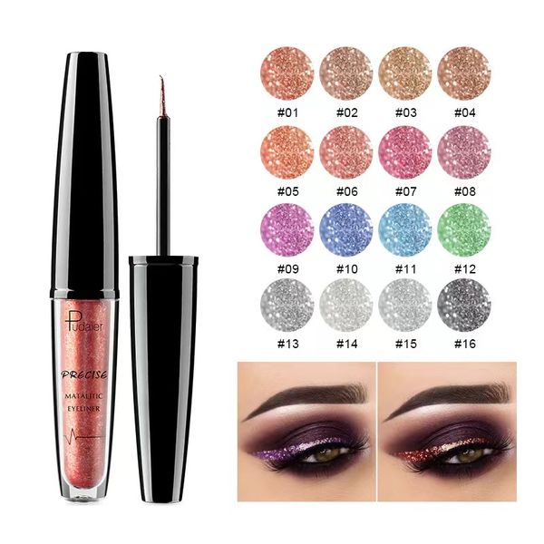 Pudaier Brand Eyeliner 16 Colori Super glitter Eyeliner Nuovo Linerba impermeabile Eyeliner Liquid Eyeliner