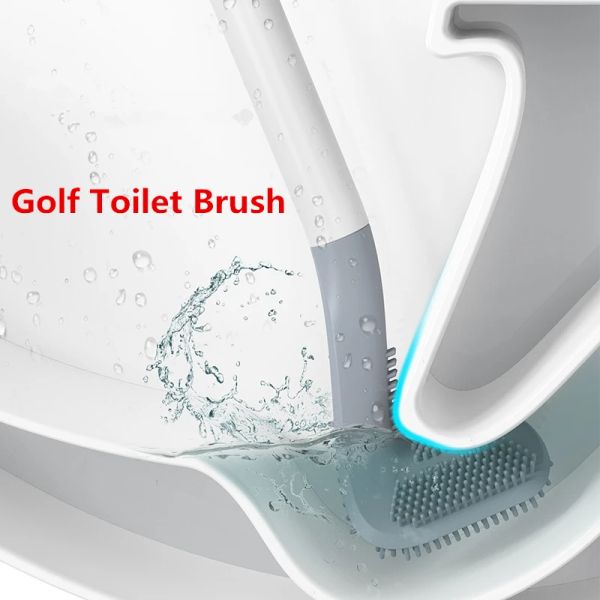 Halter Toilettenreinigung Silikonpinsel Golfkopf Badezimmer Wandhaken Hanging Langgang Hocke Pan Cleaner Haushalt WC Gap Entfernung