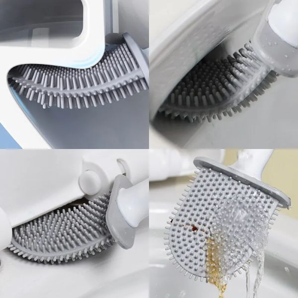 Portaschetti a parete a parete spazzola per bagno silicone silicone spazzola piatta igienica spazzola spazzola spazzola per la pulizia del bagno bagno spazzola